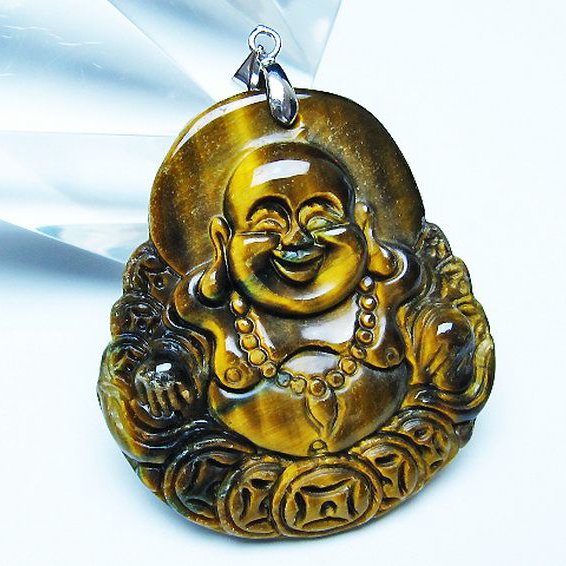 タイガーアイ※黄虎目石布袋様 ペンダント [T186-2015]