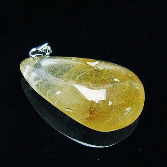 放射金針ルチル水晶 ペンダント [T191-1076]
