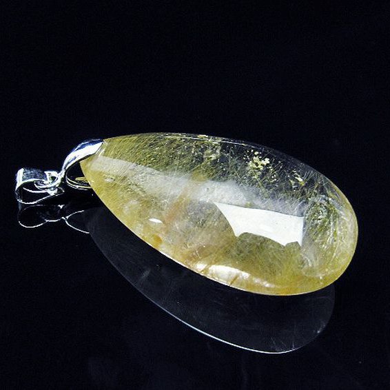 放射金針ルチル水晶 ペンダント [T191-1125]