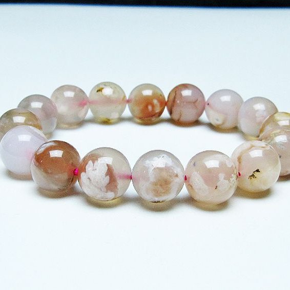 桜メノウ チェリーブロッサムアゲート ブレスレット 13mm [T213-1818]