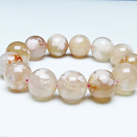 桜メノウ チェリーブロッサムアゲート ブレスレット 17mm [T213-1830]