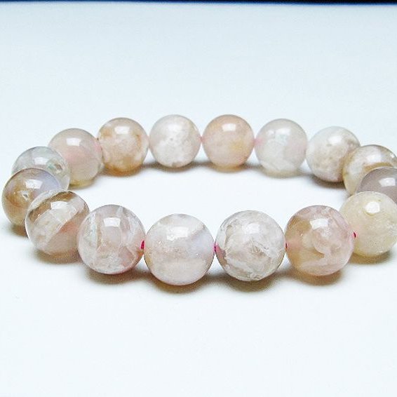 桜メノウ チェリーブロッサムアゲート ブレスレット 13mm [T213-1838]