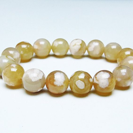 天然石 桜瑪瑙 チェリーブロッサムアゲート ブレスレット 9ミリ玉 チェリーブロッサムアゲート/桜瑪瑙ブレスレット - 埼玉県吉川市の