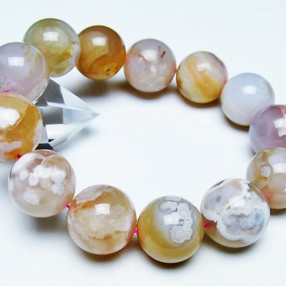 桜メノウ チェリーブロッサムアゲート ブレスレット 18mm [t213-1880]