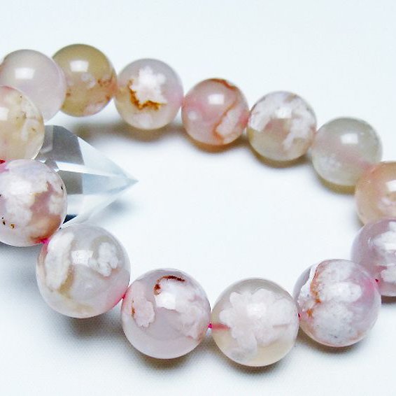 桜メノウ チェリーブロッサムアゲート ブレスレット 16mm [T213-1886]