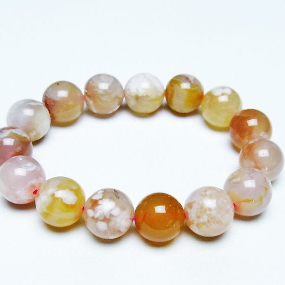 桜メノウ チェリーブロッサムアゲート ブレスレット 14mm [T213-1901]