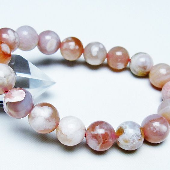 桜メノウ チェリーブロッサムアゲート ブレスレット 12mm [t213-1937]