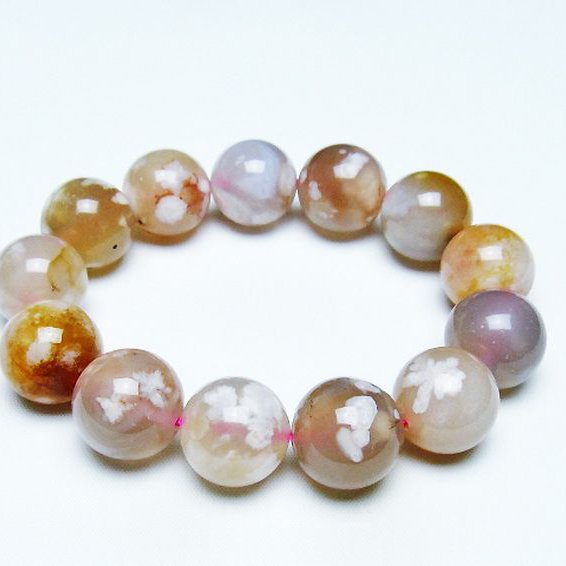 桜メノウ チェリーブロッサムアゲート ブレスレット 17mm [T213-1978]