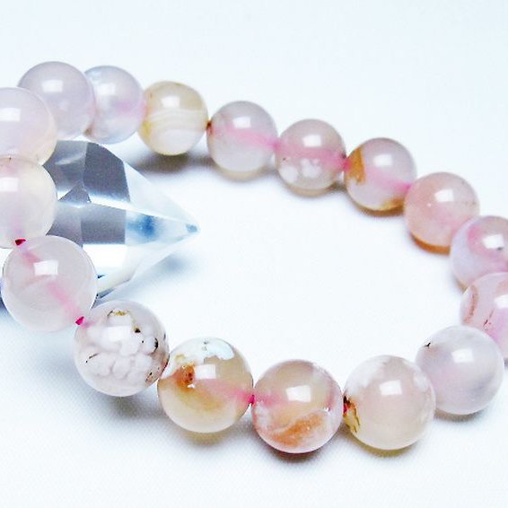 桜メノウ チェリーブロッサムアゲート ブレスレット 12mm [T213-2009]