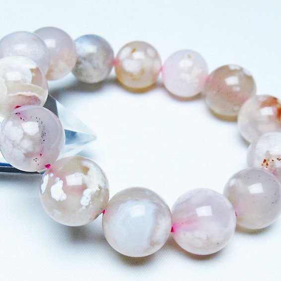 桜メノウ チェリーブロッサムアゲート ブレスレット 15mm [t213-2030]