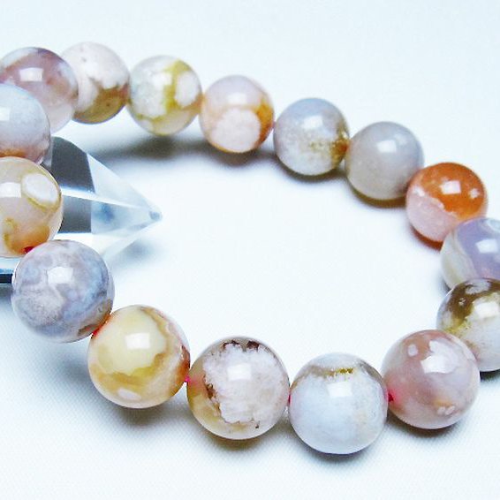 桜メノウ チェリーブロッサムアゲート ブレスレット 14mm [t213-2036]