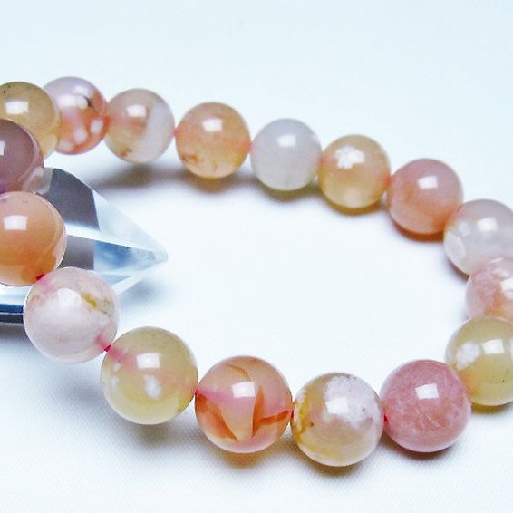 桜メノウ チェリーブロッサムアゲート ブレスレット 12mm [t213-2044]