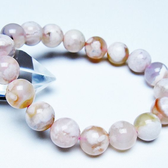 桜メノウ チェリーブロッサムアゲート ブレスレット 12mm [t213-2075]