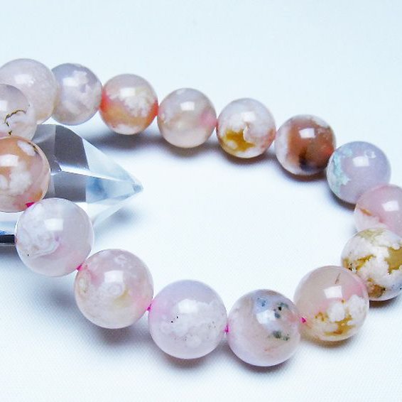 桜メノウ チェリーブロッサムアゲート ブレスレット 13mm [t213-2084]