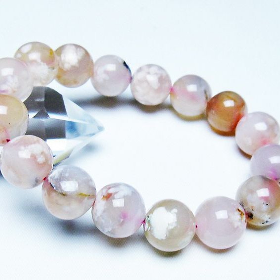 桜メノウ チェリーブロッサムアゲート ブレスレット 13mm [T213-2089]