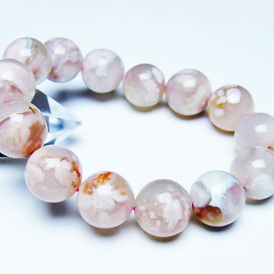 桜メノウ チェリーブロッサムアゲート ブレスレット 16mm [t213-2101]