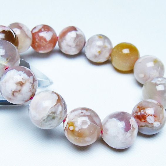 桜メノウ チェリーブロッサムアゲート ブレスレット 16mm [t213-2103]