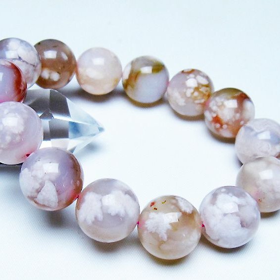 桜メノウ チェリーブロッサムアゲート ブレスレット 16mm [t213-2105]