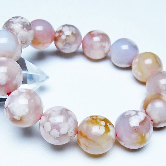 桜メノウ チェリーブロッサムアゲート ブレスレット 16mm [T213-2106]