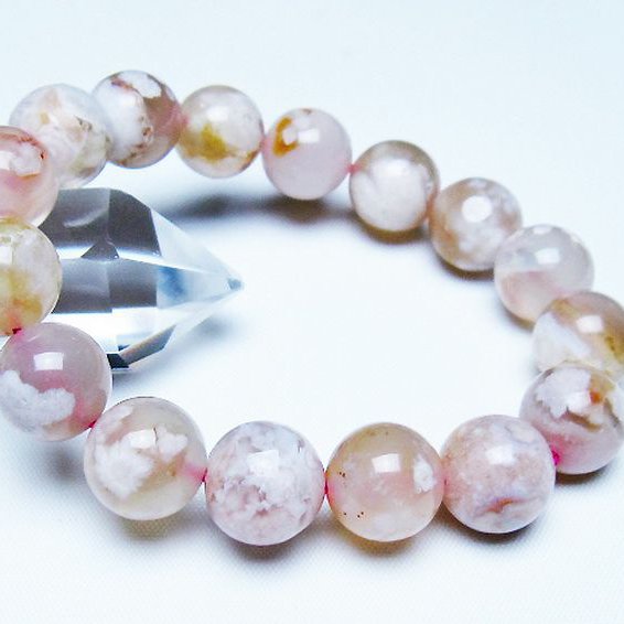 桜メノウ チェリーブロッサムアゲート ブレスレット 13mm [T213-2115]