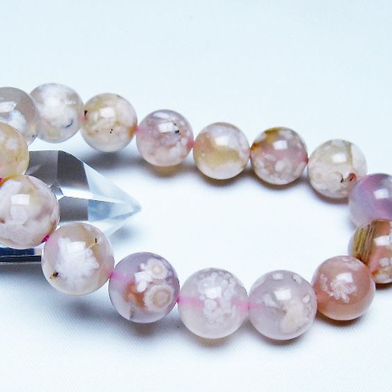 桜メノウ チェリーブロッサムアゲート ブレスレット 13mm [t213-2118]
