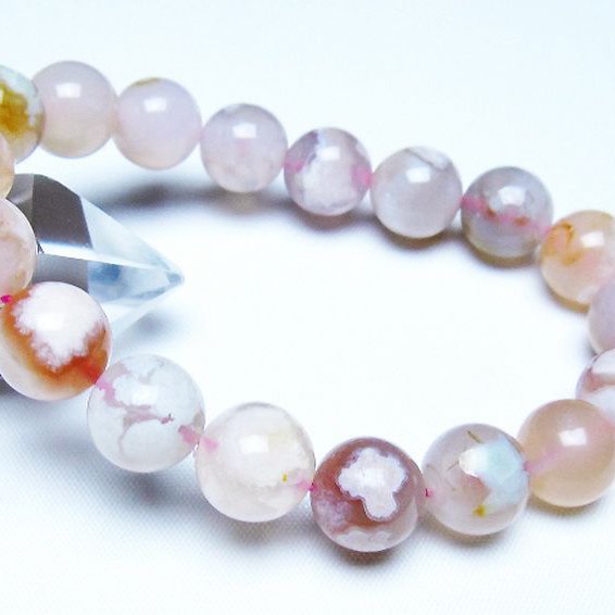 桜メノウ チェリーブロッサムアゲート ブレスレット 12mm [t213-2121]