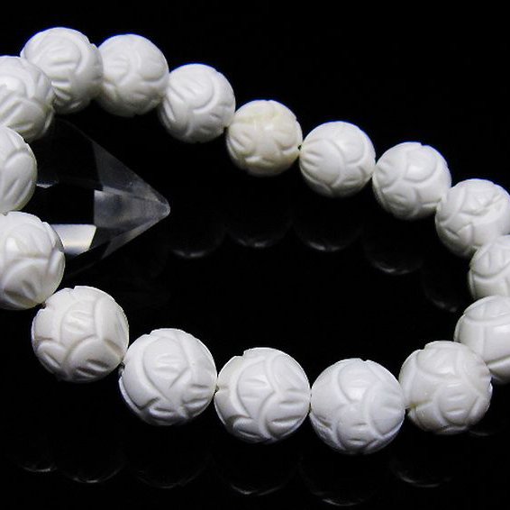 シャコガイ 手彫り ハス ブレスレット 12mm [t217-1587]