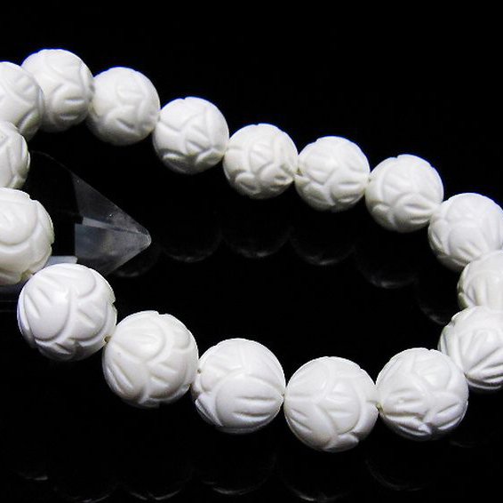 シャコガイ 手彫り ハス ブレスレット 12mm [t217-1589]