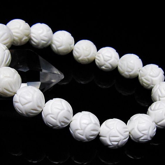 シャコガイ 手彫り ハス ブレスレット 12mm [t217-1592]