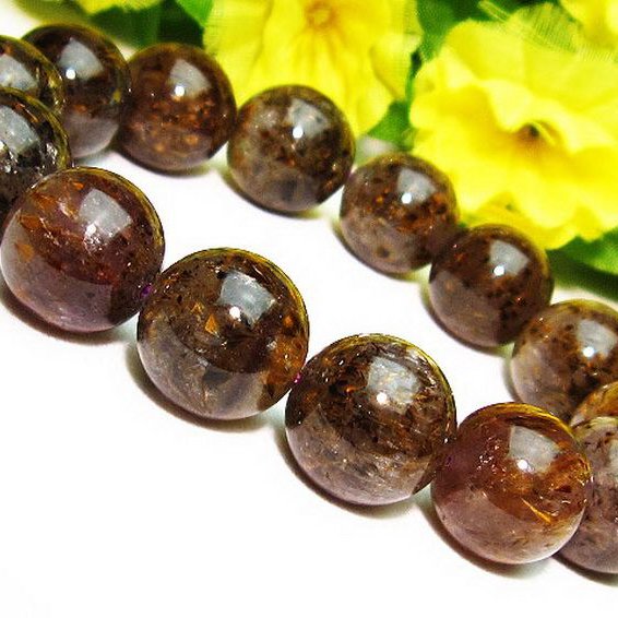 カコクセナイト インクォーツ ブレスレット 15mm [t226-469]