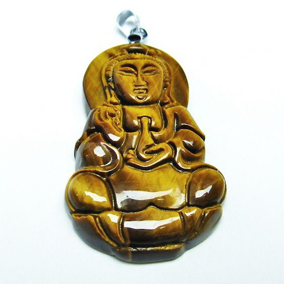 タイガーアイ※黄虎目石観音 ペンダント [T252-1566]