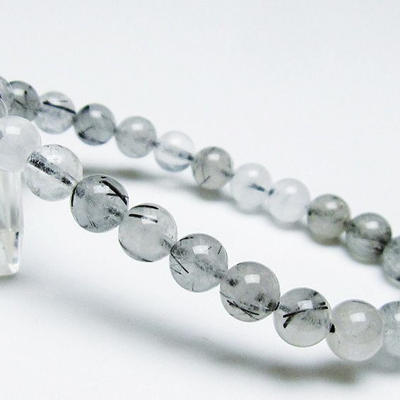 ブラックルチルクォーツ ブレスレット 7mm [T257-6504]