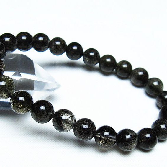 ブラックルチルクォーツ ブレスレット 8mm [T257-7600]