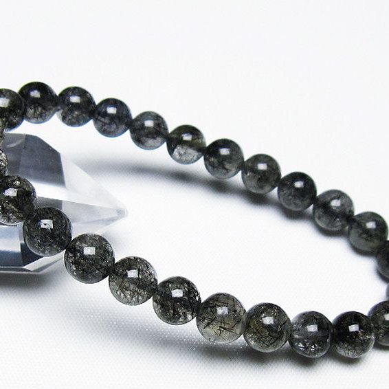 ブラックルチルクォーツ ブレスレット 7mm [t257-7791]
