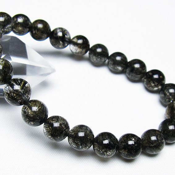 ブラックルチルクォーツ ブレスレット 8mm [T257-7859]