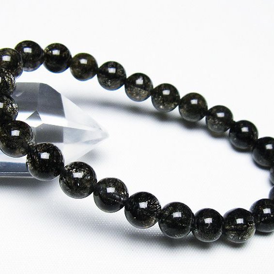 ブラックルチルクォーツ ブレスレット 7mm [t257-7867]