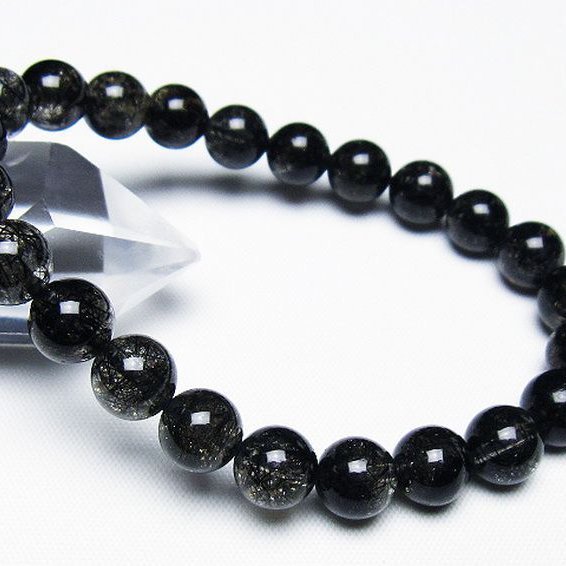 ブラックルチルクォーツ ブレスレット 8mm [T257-7881]