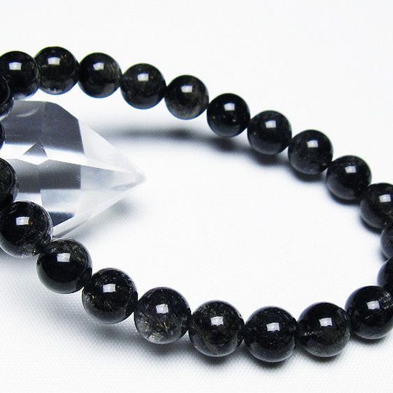 ブラックルチルクォーツ ブレスレット 8mm [t257-7882]