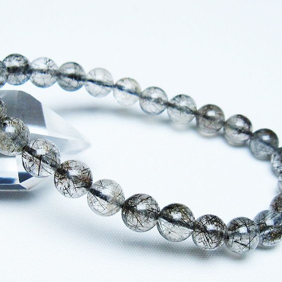 ブラックルチルクォーツ ブレスレット 8mm [t257-7907]