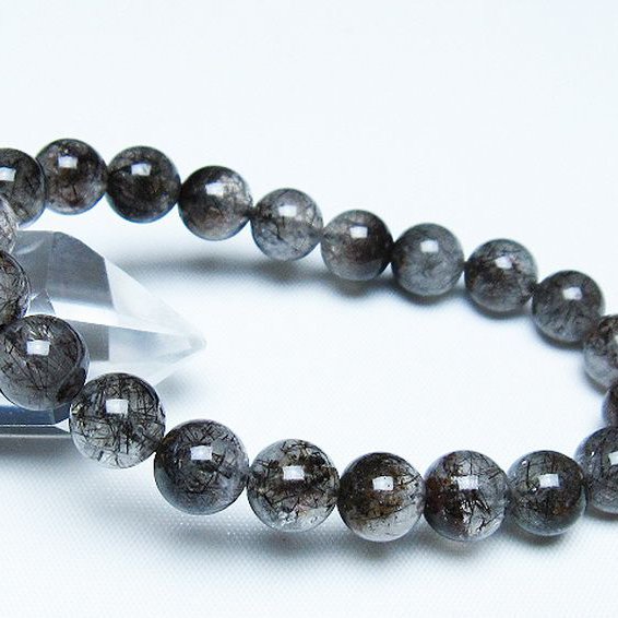 ブラックルチルクォーツ ブレスレット 9mm [t257-7981]