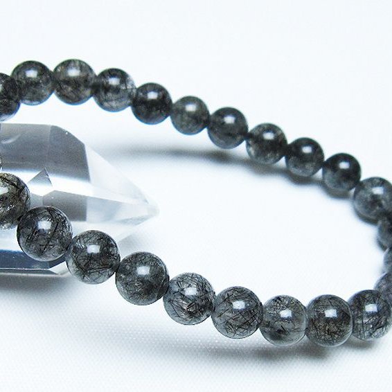 ブラックルチルクォーツ ブレスレット 7mm [t257-8048]