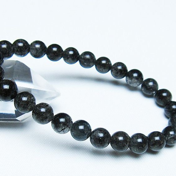 ブラックルチルクォーツ ブレスレット 7mm [t257-8063]