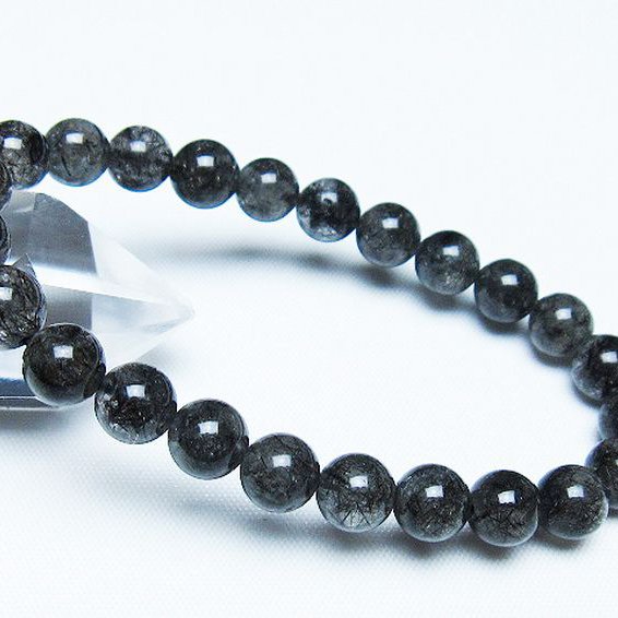 ブラックルチルクォーツ ブレスレット 8mm [t257-8068]
