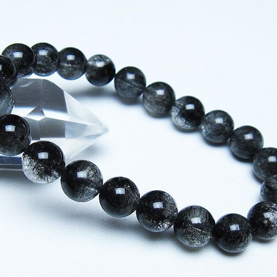 ブラックルチルクォーツ ブレスレット 9mm [t257-8081]