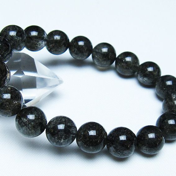 ブラックルチルクォーツ ブレスレット 11mm [t257-8092]