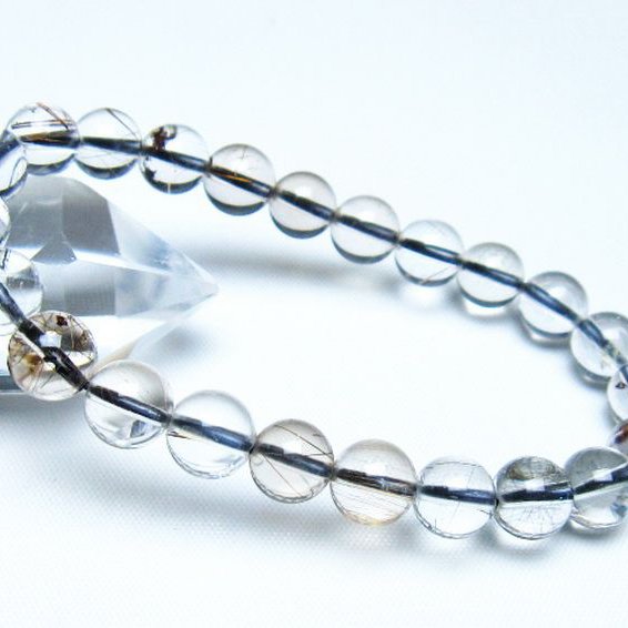 ブラックルチルクォーツ ブレスレット 8mm [t257-8104]