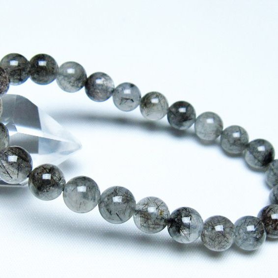 ブラックルチルクォーツ ブレスレット 8mm [t257-8111]