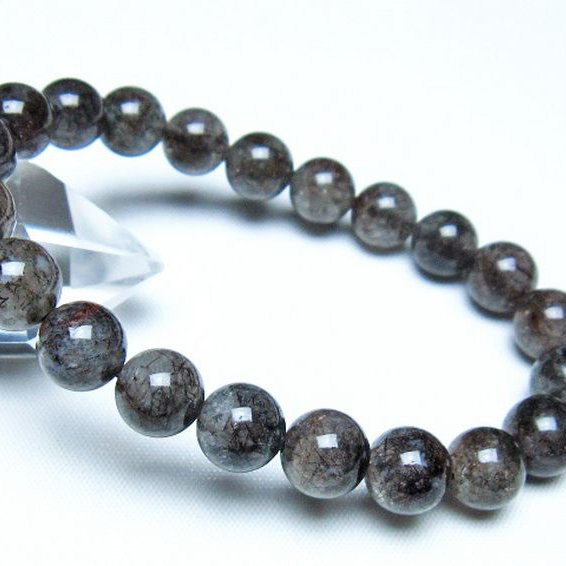 ブラックルチルクォーツ ブレスレット 9mm [t257-8127]