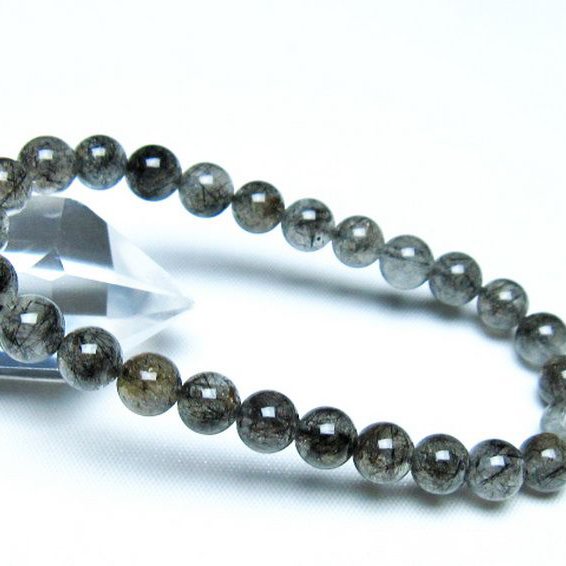 ブラックルチルクォーツ ブレスレット 7mm [t257-8159]
