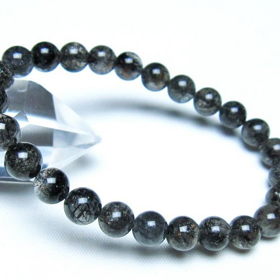 ブラックルチルクォーツ ブレスレット 7mm [t257-8189]